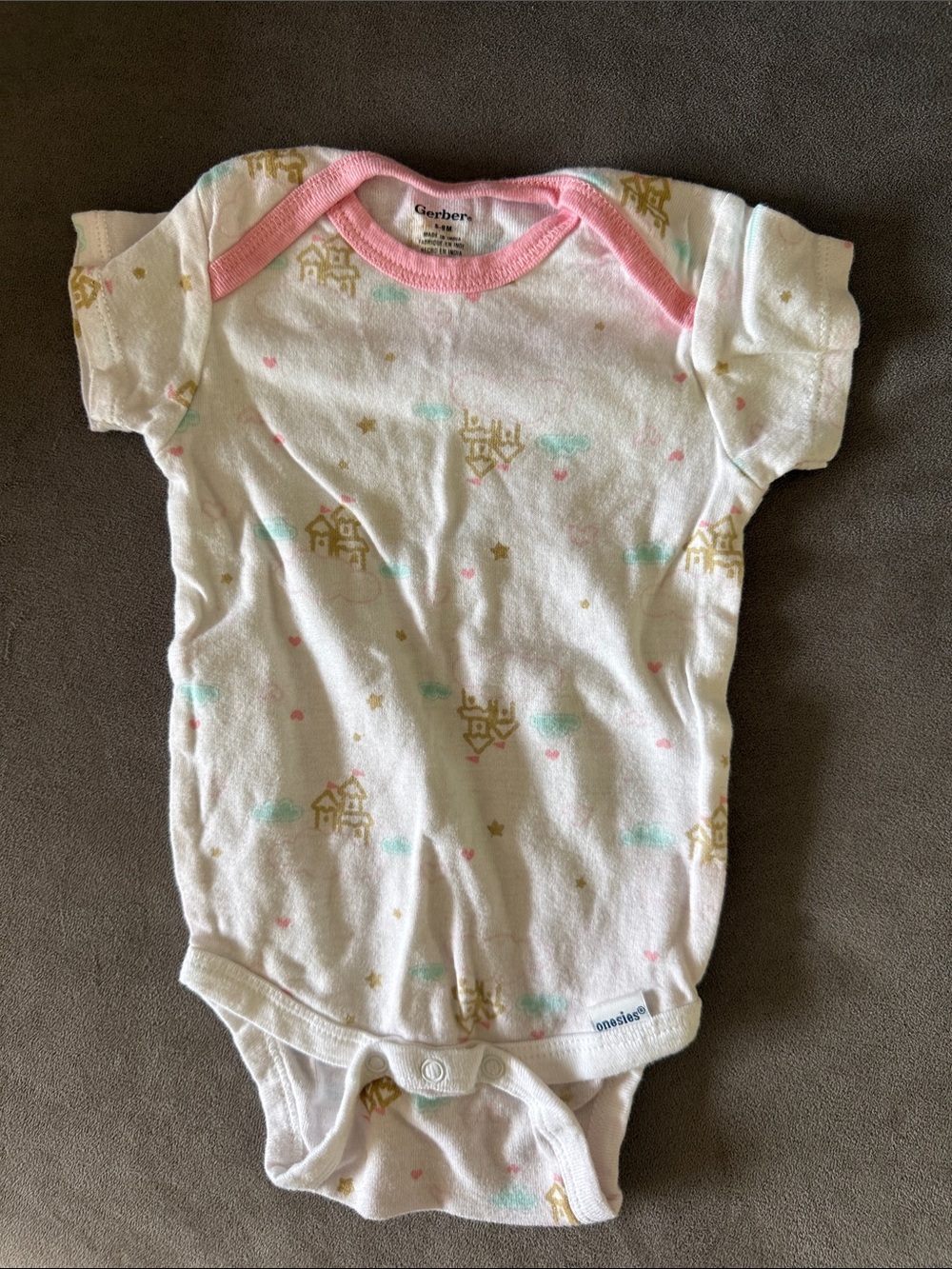 Gerber Infant Pink-Trim Printed One-Piece Bodysuit